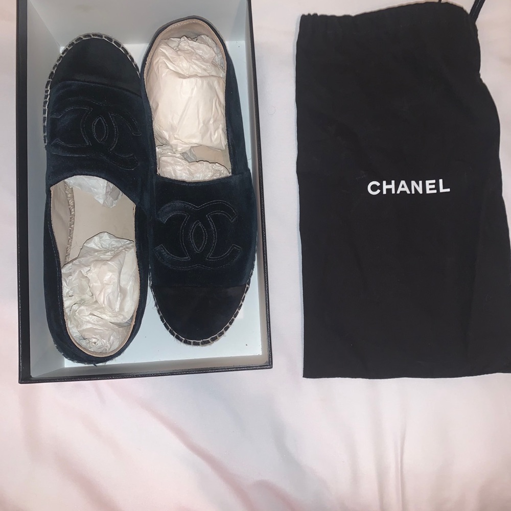 Black Velvet Chanel Espadrilles